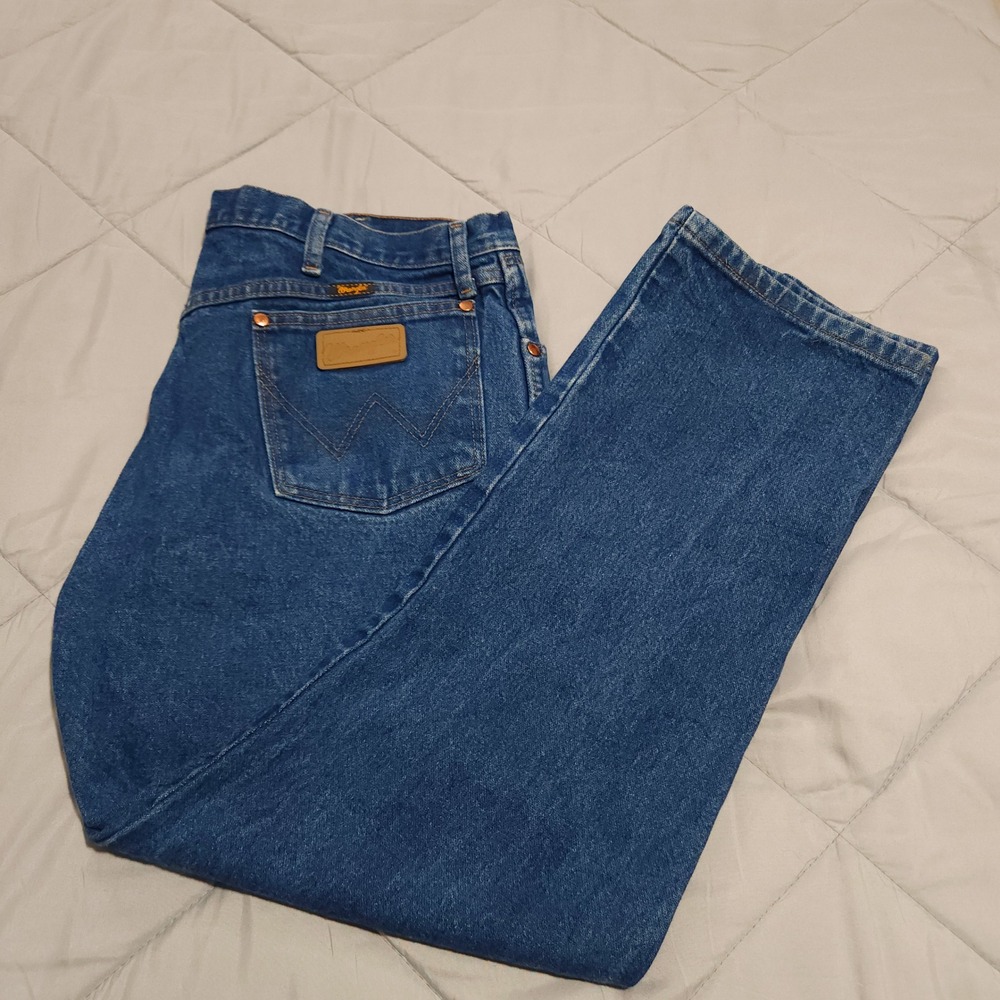 Wrangler 13MWZPW Cowboy Cut Jeans Mens 38x30 Original Fit Prewashed Indigo Denim